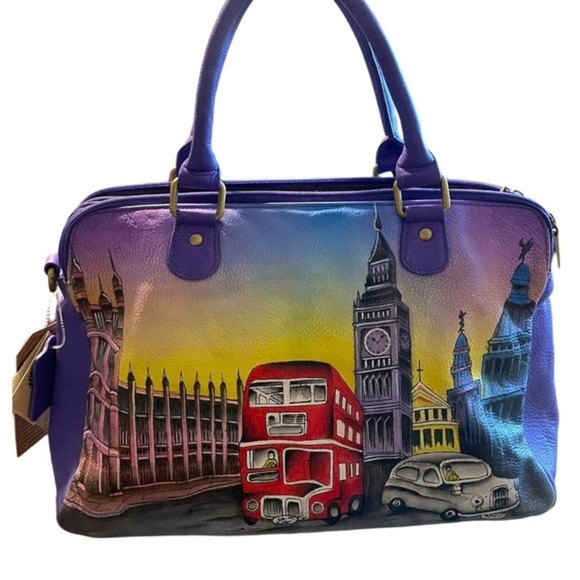 Sukriti NWT Hand Painted London Scene Bag Large Tote Bag - Picture 1 of 11